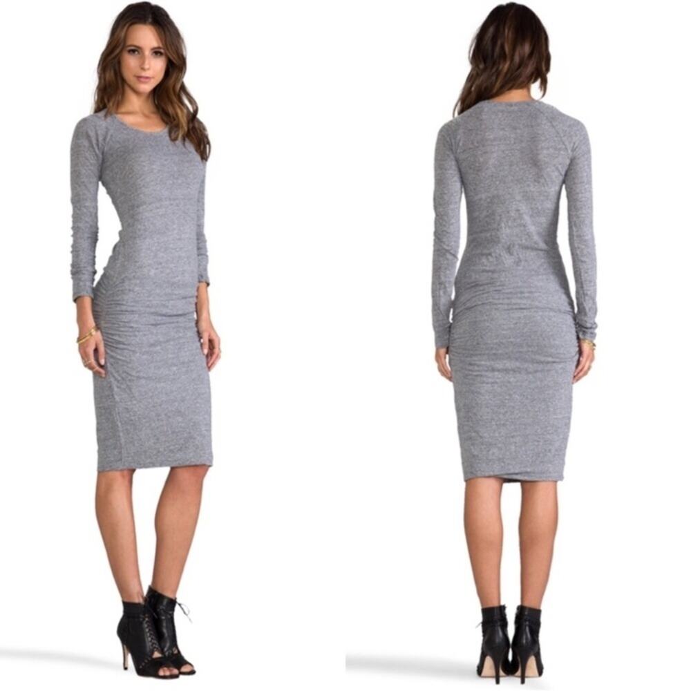 Monrow baseball ruched stretch-jersey midi dress